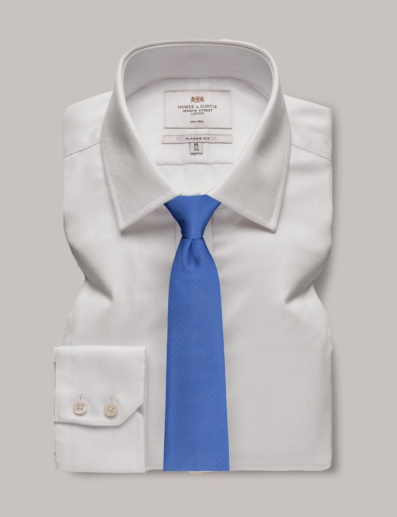 Men's Non-Iron White Pique Classic Shirt | Hawes and Curtis