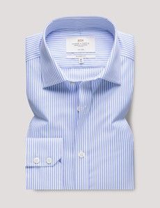 Classic Fit Blue & White Bengal Stripe Twill Non-Iron Shirt