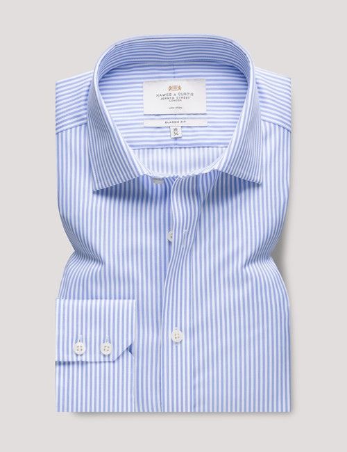 Non-Iron Blue & White Bengal Stripe Classic Shirt-preview