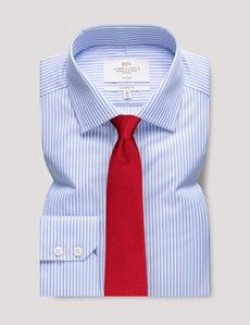 Classic Fit Blue & White Bengal Stripe Twill Non-Iron Shirt