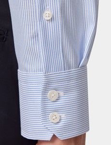 Classic Fit Blue & White Bengal Stripe Pin Point Non-Iron Oxford Shirt