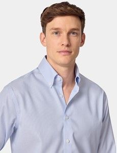 Classic Fit Blue & White Bengal Stripe Pin Point Non-Iron Oxford Shirt