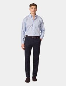 Classic Fit Blue & White Bengal Stripe Pin Point Non-Iron Oxford Shirt