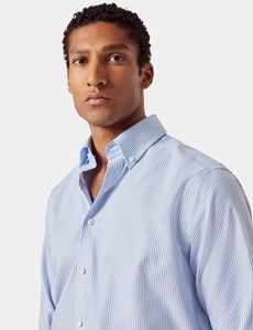 Classic Fit Blue & White Fine Stripe Pin Point Non-Iron Oxford Shirt