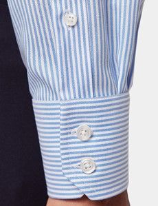 Classic Fit Blue & White Fine Stripe Pin Point Non-Iron Oxford Shirt