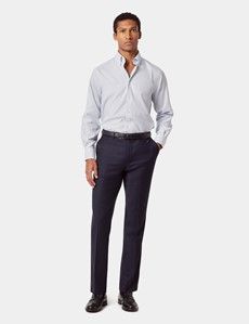 Classic Fit Navy & Blue Stripe Pin Point Non-Iron Oxford Shirt