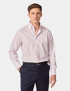 Classic Fit Pink & Blue Stripe Pin Point Non-Iron Oxford Shirt