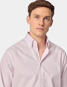 Classic Fit Pink & Blue Stripe Pin Point Non-Iron Oxford Shirt