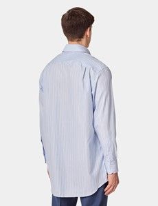 Classic Fit Blue & Navy Bold Stripe Pin Point Non-Iron Oxford Shirt