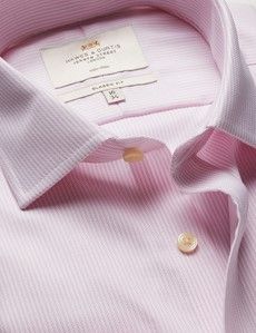 Classic Fit Pink & White Textured Stripe Non-Iron Shirt
