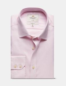 Classic Fit Pink & White Textured Stripe Non-Iron Shirt