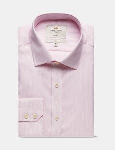Classic Fit Pink & White Textured Stripe Non-Iron Shirt