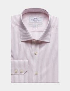 Classic Fit Pink & White Bi Stripe Non-Iron Shirt