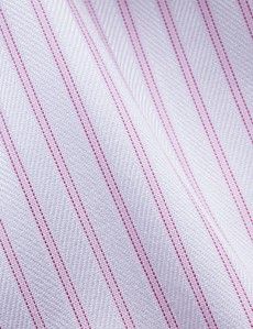 Classic Fit Pink & White Bi Stripe Non-Iron Shirt