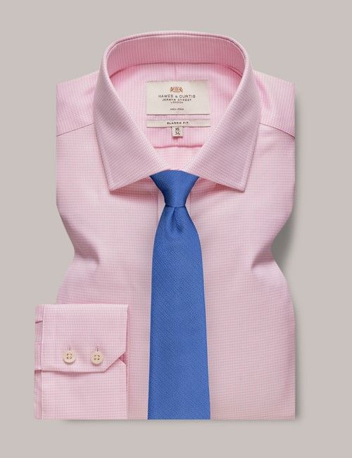 Non-Iron Pink & White Dogtooth Classic Shirt