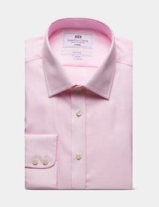 Classic Fit Pink & White Textured Weave Non-Iron Shirt