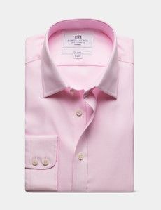 Classic Fit Pink & White Textured Weave Non-Iron Shirt