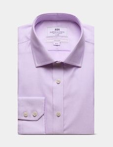 Classic Fit Lilac & White Textured Weave Non-Iron Shirt