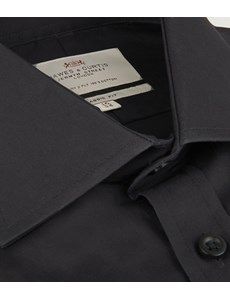Black Poplin Formal Classic Fit Shirt - Double Cuff-preview1