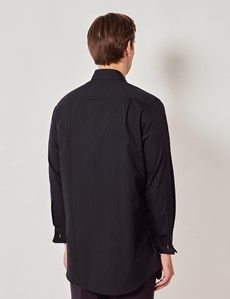 Black Poplin Classic Fit Shirt - French Cuff - Concealed Placket-preview3