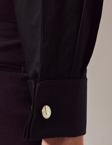 Black Poplin Classic Fit Shirt - French Cuff - Concealed Placket-preview4