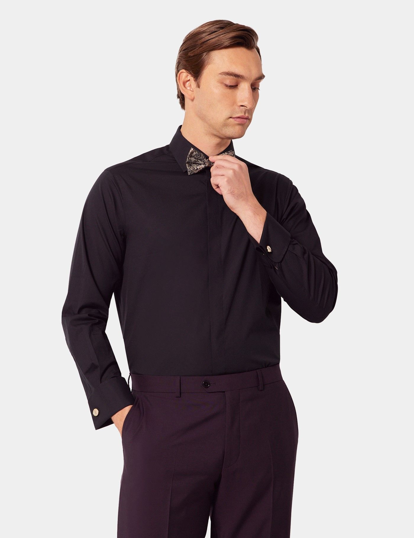 Classic Fit Black Poplin Shirt