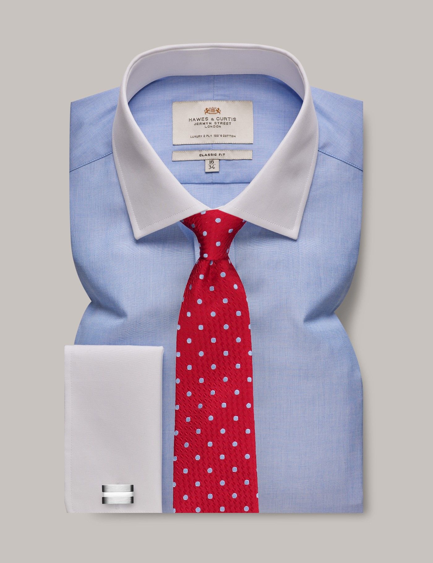 Blue dress shirt white collar and cuffs on sale