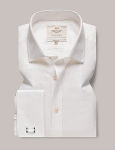 Classic Fit White Herringbone Shirt-preview1