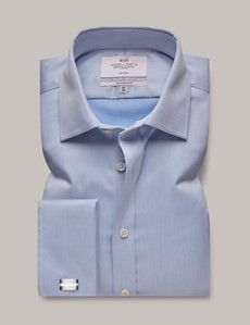 Classic Fit Blue Twill Non-Iron Shirt