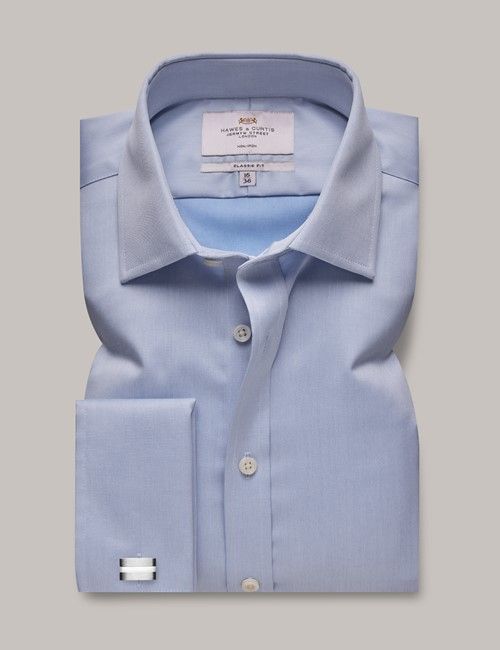 Non-Iron Blue Twill Classic Shirt - French Cuff-preview