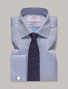 Classic Fit Blue Twill Non-Iron Shirt