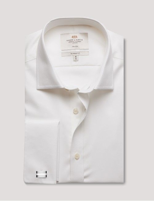 Non-Iron Cream Twill Classic Shirt - Double Cuff-preview