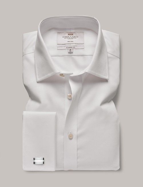 Non-Iron White Twill Classic Shirt - Double Cuff-preview