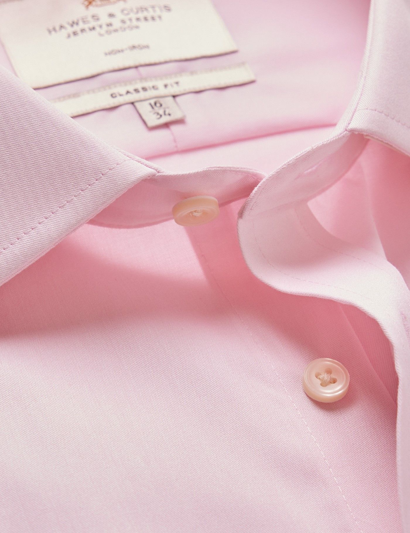 Classic Fit Pink Twill Non-Iron Shirt
