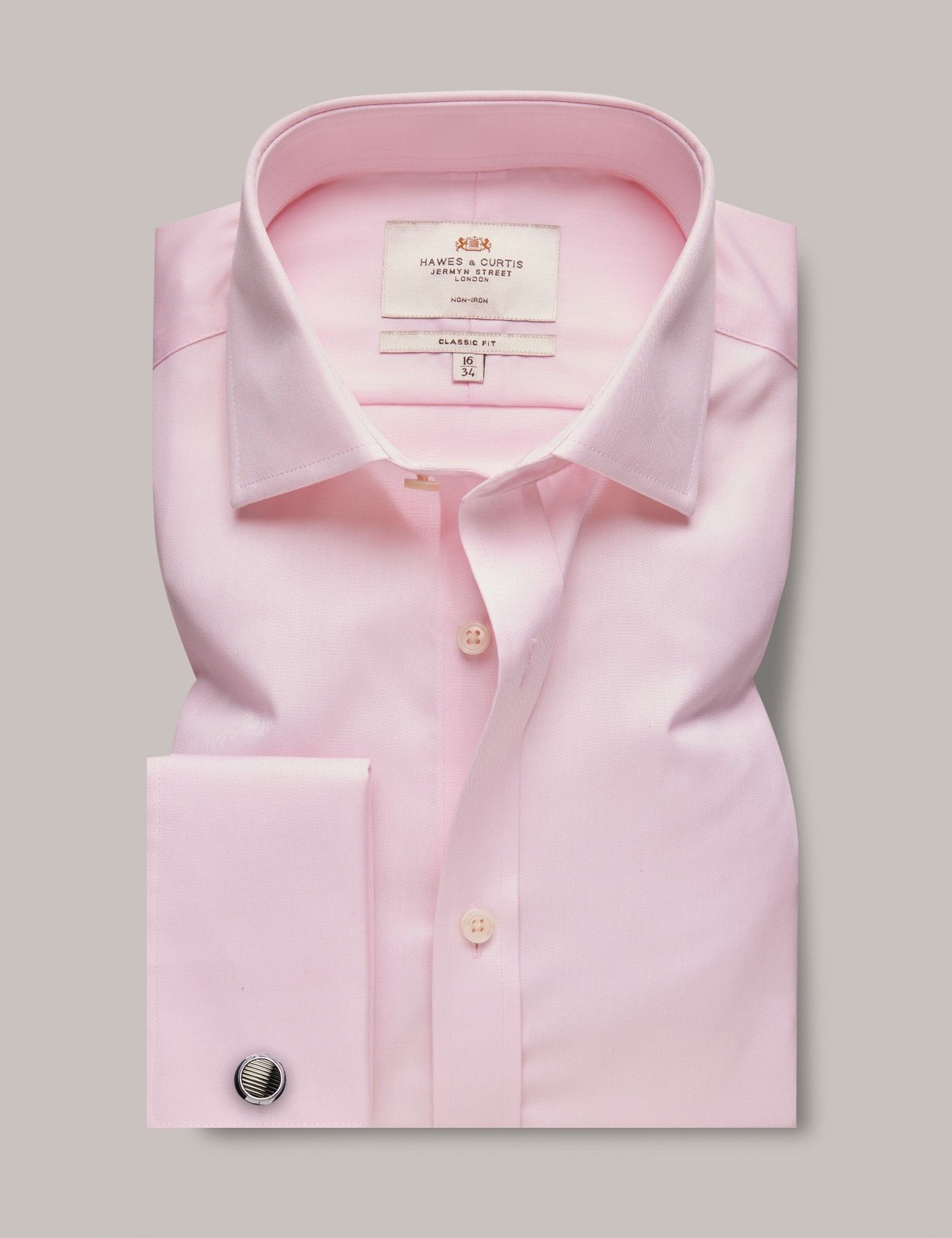 Classic Fit Pink Twill Non-Iron Shirt-preview