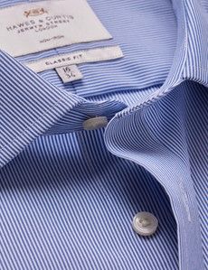 Classic Fit Blue & White Fine Stripe Non-Iron Shirt