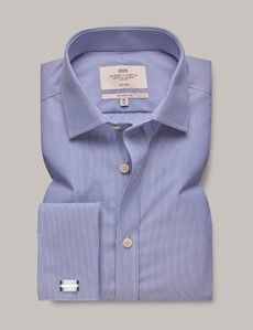 Classic Fit Blue & White Fine Stripe Non-Iron Shirt