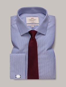 Classic Fit Blue & White Fine Stripe Non-Iron Shirt