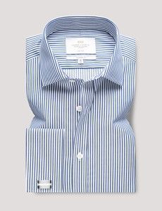 Classic Fit Navy & White Bengal Stripe Twill Non-Iron Shirt