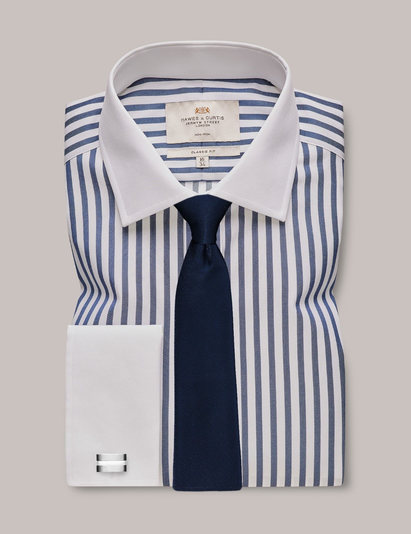 Stripe Shirt With White Collar