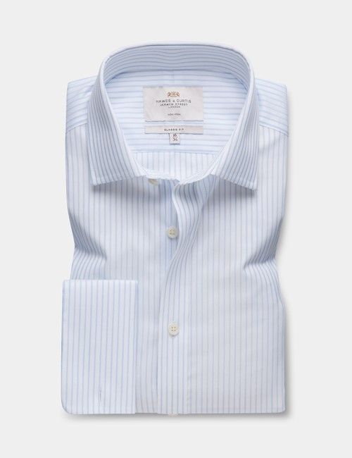 Classic Fit Blue & White Stripe Non-Iron Shirt-preview