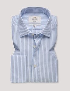 Classic Fit Blue & White Multi Stripe Non-Iron Shirt