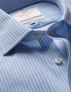 Classic Fit Blue & White Stripe Non-Iron Shirt