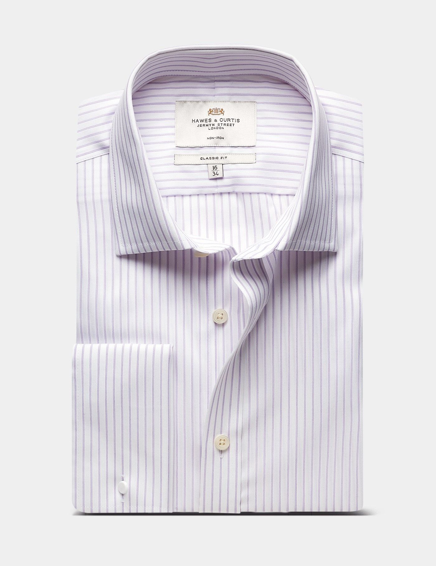 Classic Fit Lilac & White Stripe Non-Iron Shirt-preview