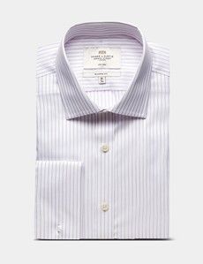 Classic Fit Lilac & White Stripe Non-Iron Shirt