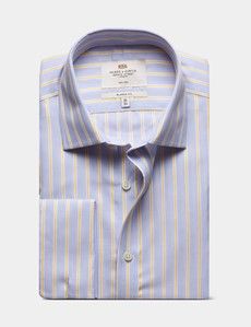 Classic Fit Blue & Yellow Stripe Non-Iron Shirt