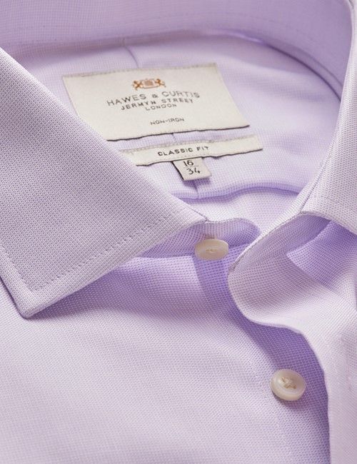 Non-Iron Lilac Textured Weave Classic Shirt - French Cuff-preview