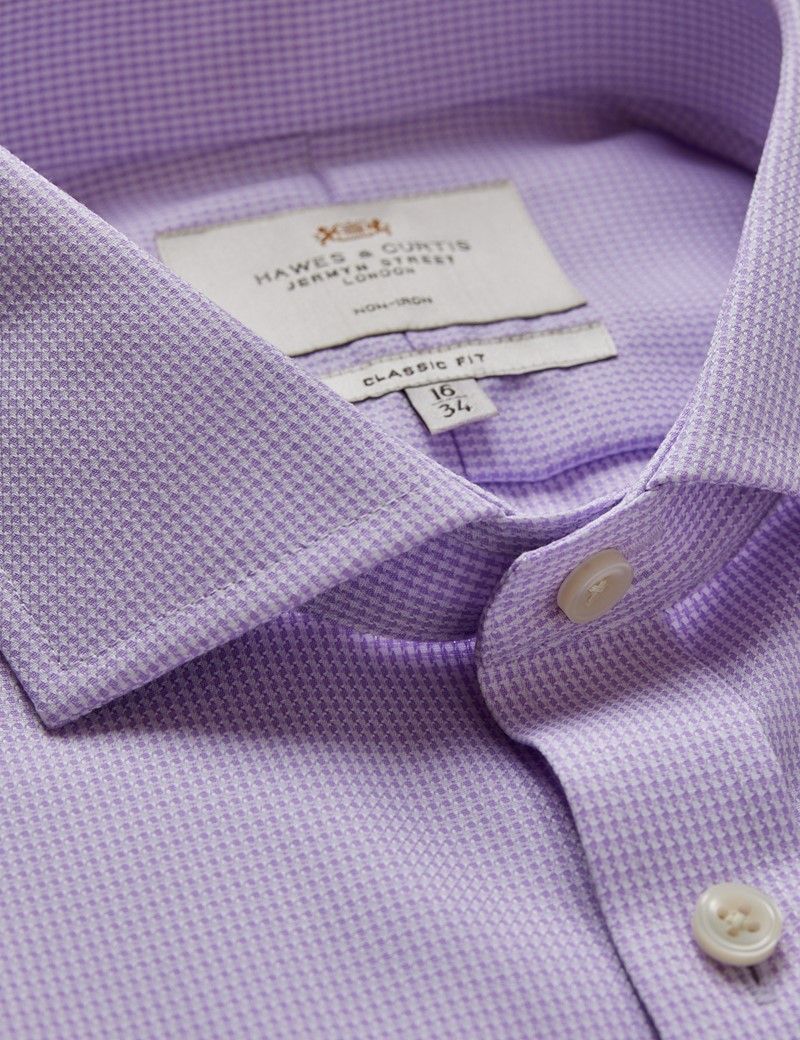 Classic Fit Lilac & White Dogtooth Non-Iron Shirt