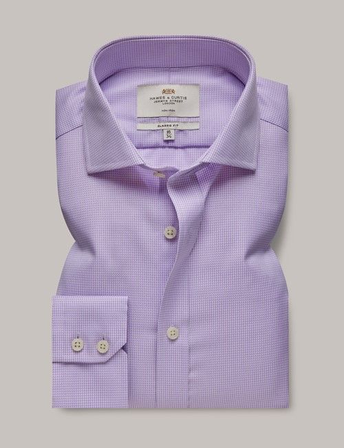 Non-Iron Lilac & White Dogtooth Classic Shirt - Windsor Collar-preview