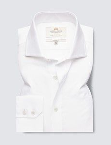 White Herringbone Classic Shirt - Windsor Collar-preview1